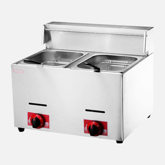 12L Commercial Countertop Gas Fryer, 2 Basket