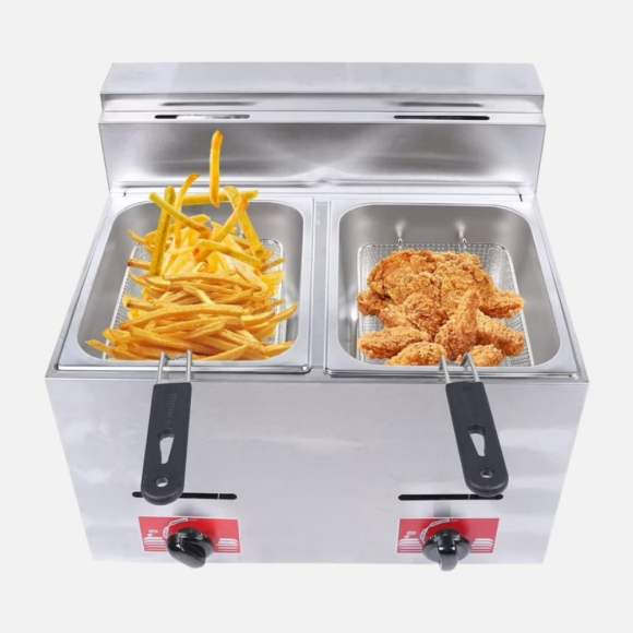 12L Commercial Countertop Gas Fryer, 2 Basket - Image 3