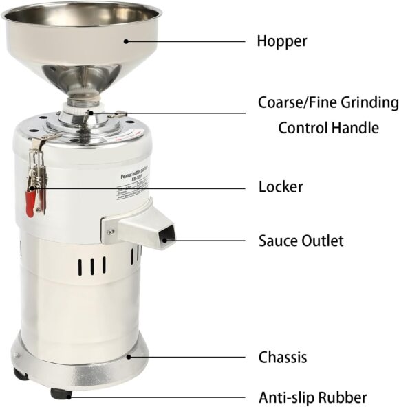 Peanut Butter Maker Machine, Nut Butter Machine, Electric Grain Grinder Peanut Butter Maker Sesame Sauce Grinder Home/Commercial for Groundnut, Almond, Cashew Nut - Image 3