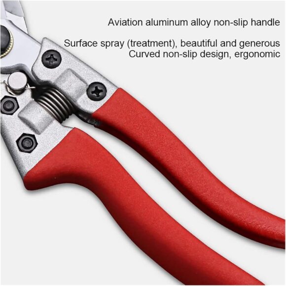 Pruning Shears 8 Inch High Carbon Steel Gardening Hand Pruner Secateurs with Ergonomic Handles - Image 3