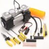 Metal DC 12V Air Compressor Kit，Pump Tire Inflator Heavy Duty Double Cylinders, 150PSI Tire Air Pump with Adapter for Car