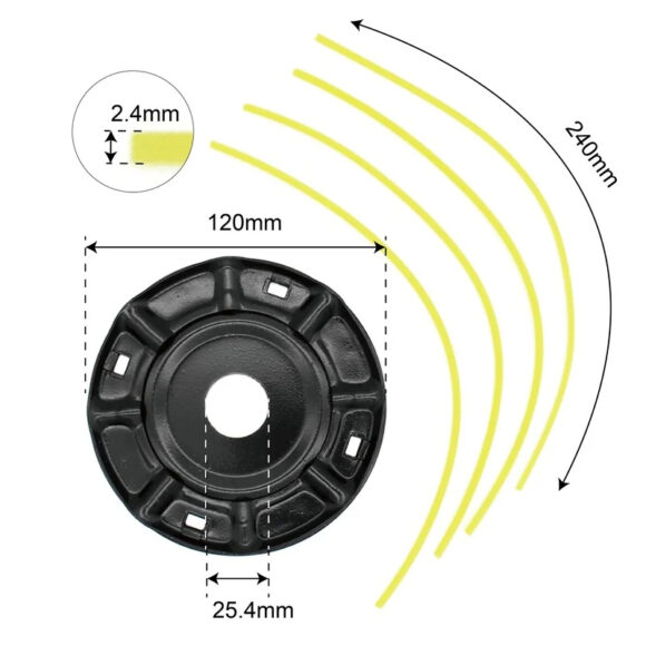 Nylon Cutter Black Cutter Blade with Metal Plate for Grasscutter