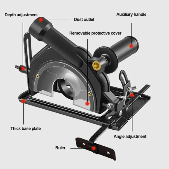Angle Grinder Stand Protective Cover, Adjustable Fixing Bracket, Storage Rack Holder for Tile Chamfer, Metal Wood Cutting, for 100-125mm Grinders (Set 3)