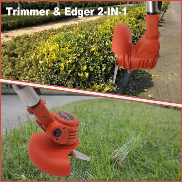 Cordless Electric Grass Cutter Machine, Adjustable Height and Portable Garden Lawn Trimmer - Image 2