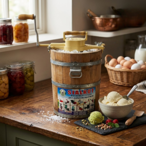 Manual Wooden Bucket Ice Cream Making Machine 04 QTS