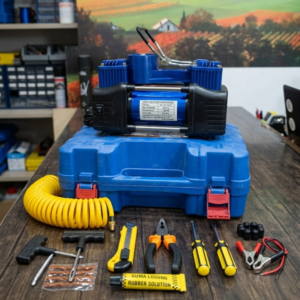 Heavy Duty 12V Portable Car Air Compressor with Emergency Repair Tool Kit